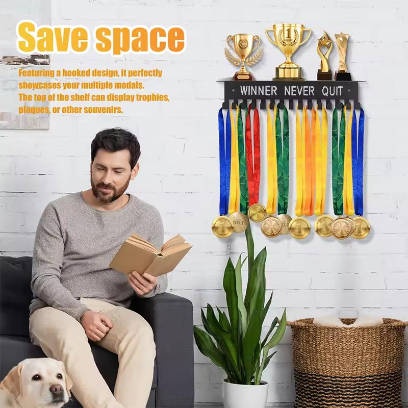 Металлическая стойка для медалей, держатель для медалей, настенный, большой вместимости, держатель для наград для соревнований, футбола, баскетбола, спорта, карате чёрный