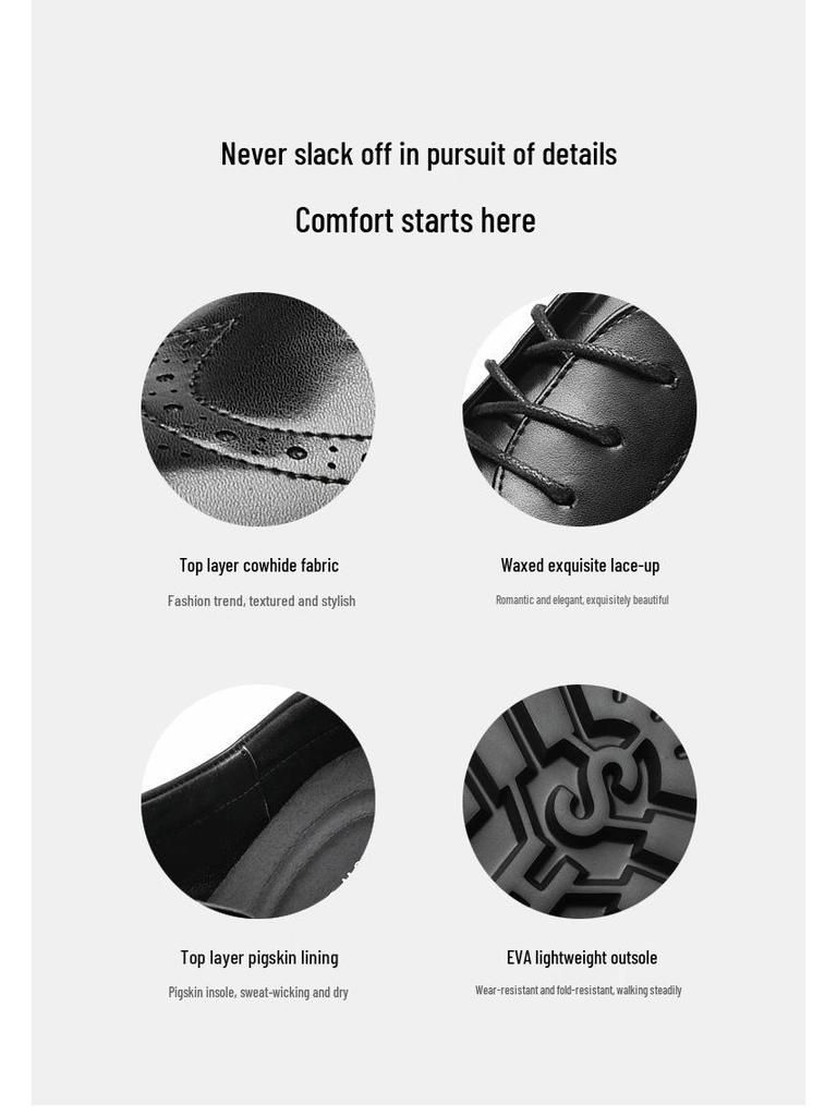 Herren 8cm Brogue Business Derby Schuhe - Schnürschuhe Rindsleder