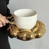 Vergoldete Dicke Keramiktasse Kaffee Cartoon Niedlich Liebestasse Untertasse Frühstück Dessert Haferflockenbecher Paar Trinkwasserbecher Deko