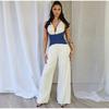 Halter Neck Sleeveless Stitching One-piece Wide-leg Pants Summer Ladies One-piece Casual Fashion Commuter Style