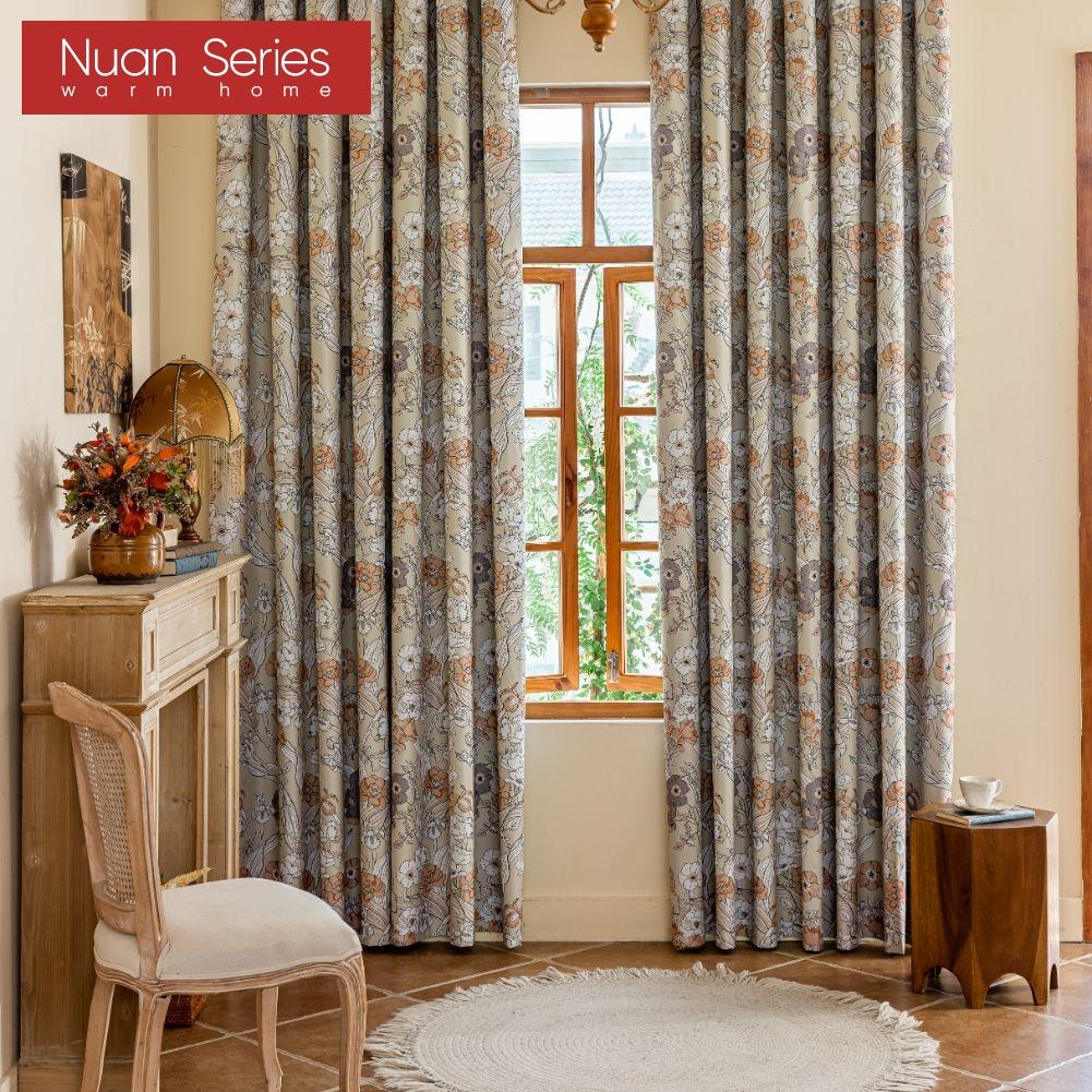 1PC Nuan Series French Romantic Antique Style Curtains with Printed Full Blackout Curtains for Bedroom Living Room Balcony Window for Home Decor