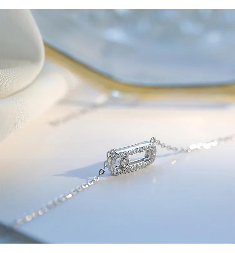 Classic Exquisite Anniversary Necklace Geometric Cubic Zirconia All-match Ladies Pendant Sweater Chain Anniversary Necklace