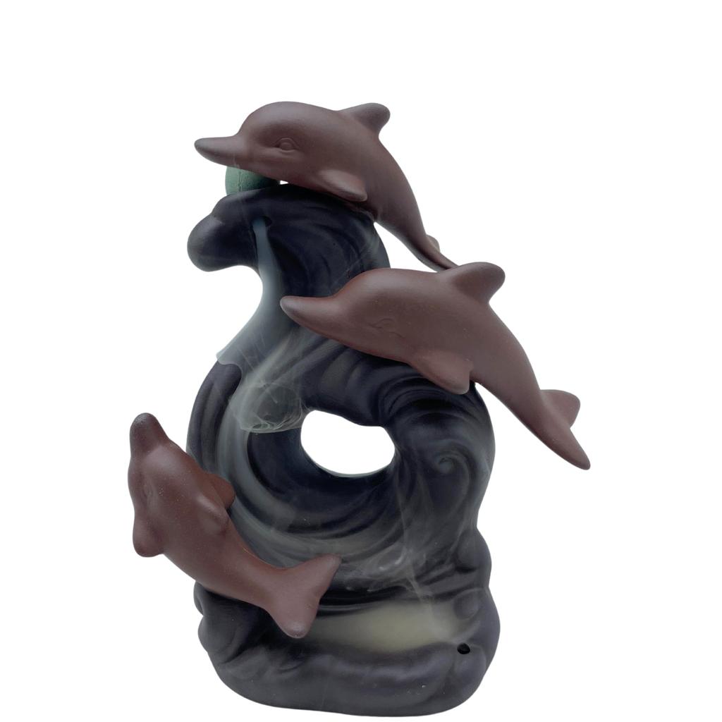 Backflow Incense Burner Dolphin Wave