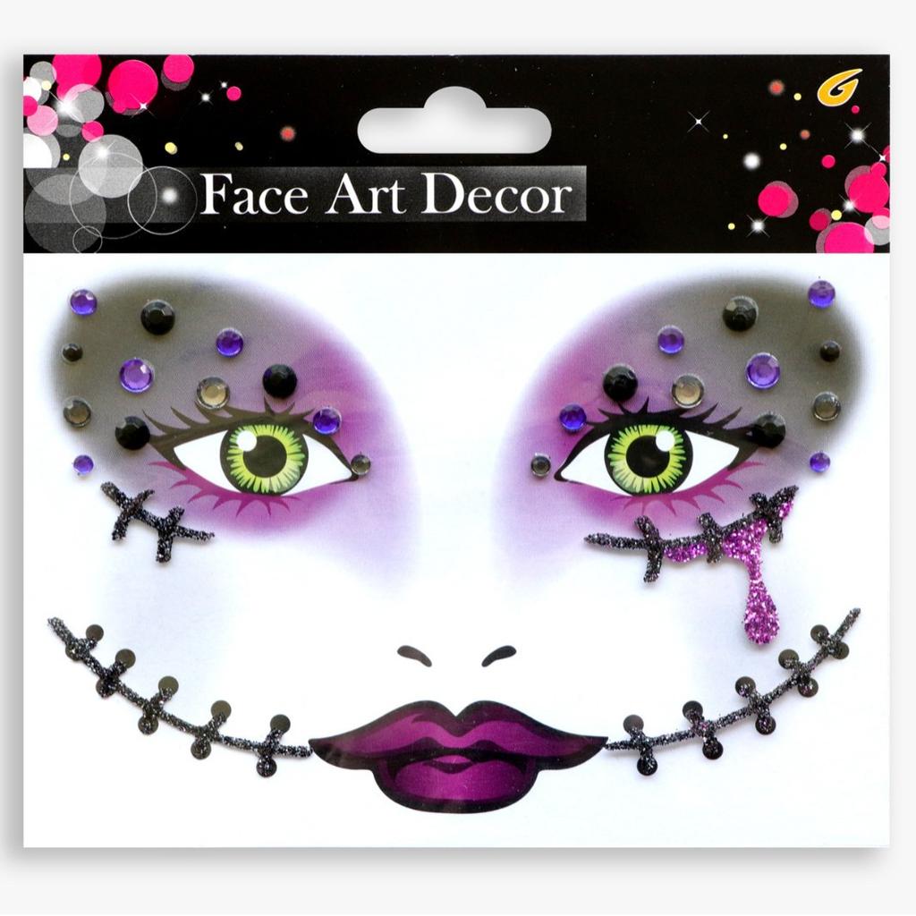 Glitter Face Art Stickers, Self-Adhesive Face Decor Decals for Halloween, Carnival, Festival and Party Makeup