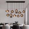 Postmodern Multi-Head Smoke Grey Glass Chandelier for Restaurants and Cafes