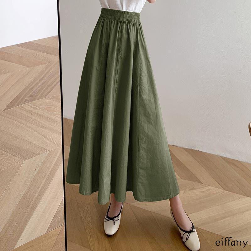 Women Long Skirt Muslimah Plus Size High Waist Plain Maxi Skirt For Casual Wear**