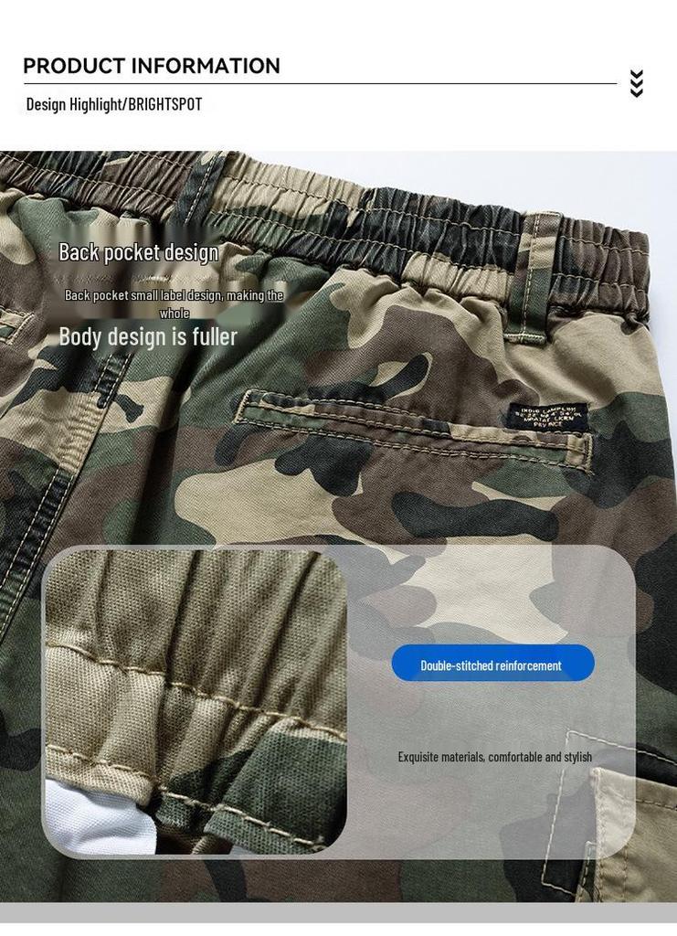 Men's Summer Camouflage Multi-Pocket Retro Workwear Shorts A079