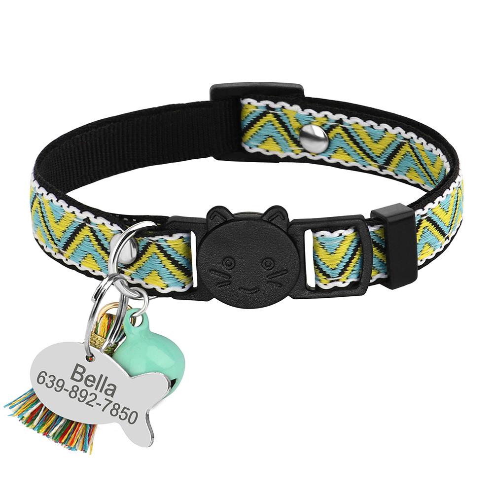 11 Colors Quick Release Cat Collar Personalized Safety Cat Collars Necklace Free Engraved ID Tag Nameplate With Cute Bell Gift