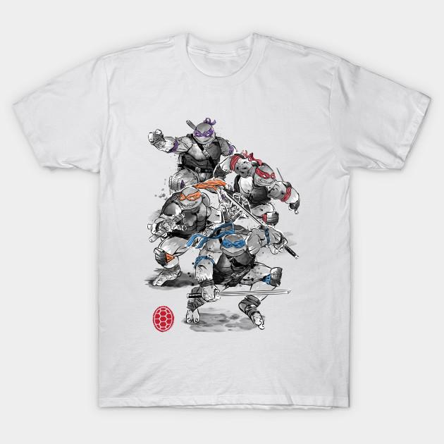 Men Black Print T-shirt Ninja Turtles Sumi-E No-Cut Transfer Paper Print Cotton Tshirt XL белый