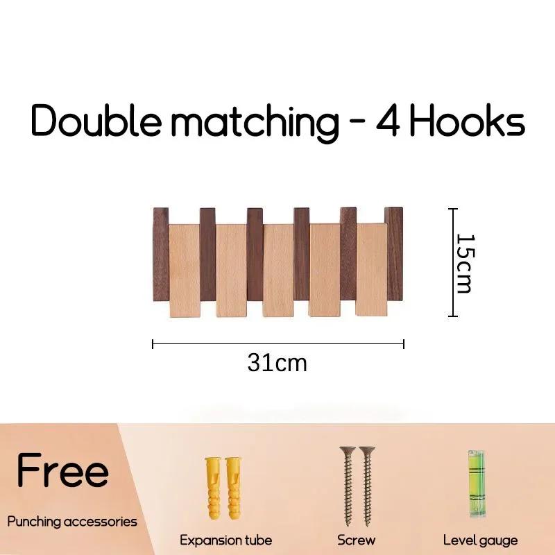 Wall Mounted Black Walnut Coat Rack for Hanging Clothes Hat Key Bags Holder Home Decor Entrance Hallway Furniture