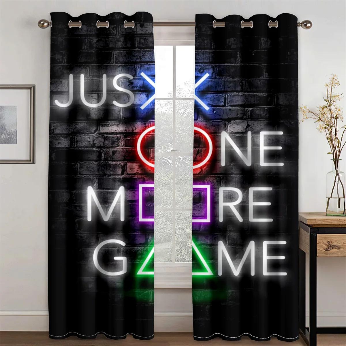 

Funny Game Esports Cool Design Boys Men Light Filtering Drapes Window Curtains ideal for Living Room Rest Room 2 Pieces Decor W60H60(CM)x2PCS&Hook
