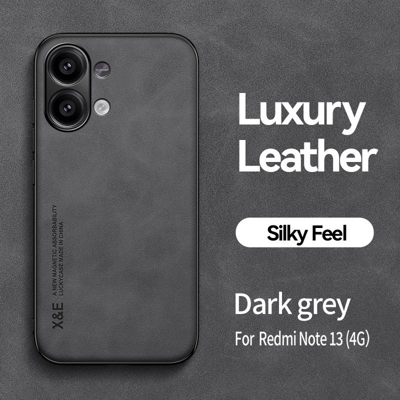 For Xiaomi Redmi Note 13 4G Case Leather Silicone Protect Phone Cases For Redmy Note 13 Note13 4G Car Magnetic Holder Back Cover