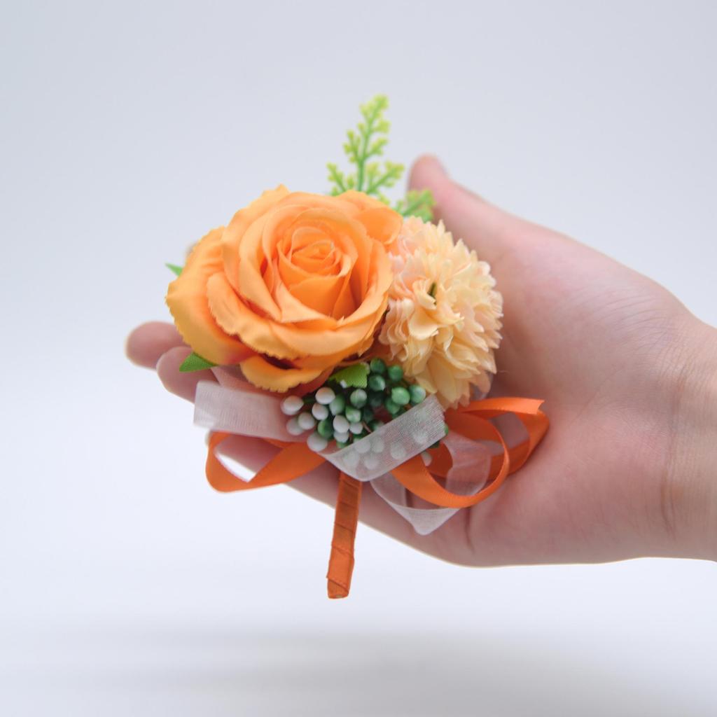 Silk Flower Wedding Boutonniere for Groom & Bride - Handmade Artificial Decoration