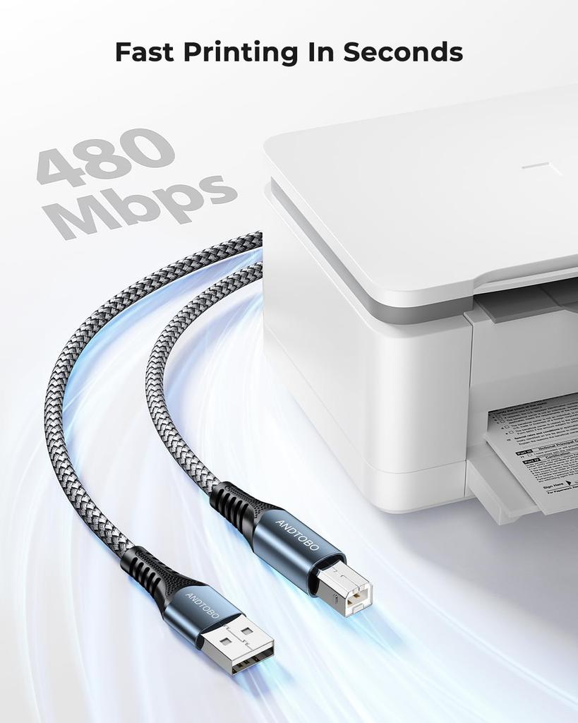 USB Printer Cable USB B To USB A USB Type A Male To Type B Male for 2.0 [5M], Cable, HP, Canon, Dell, Panasonic, Epson, Lexmark, Xerox, Samsung,