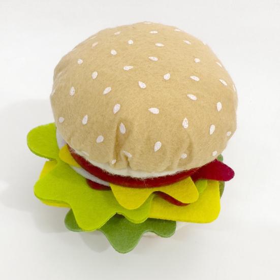 28 Parça/Set Yumuşak Keçe Oyun Yemeği Seti Hamburger Sandviç İstifleme Oyuncakı Dana Biftek Sebzeler ile Çocuklar İçin Rol Yapma Oyun Yemeği Mutfak Oyuncağı