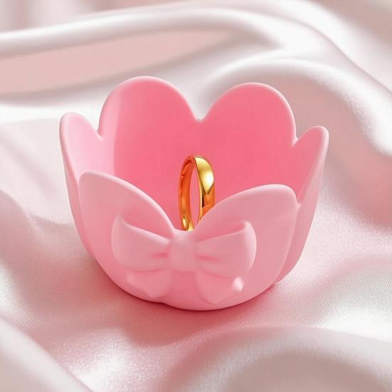 Floral Jewelry Tray 3D Printed Decorative Trinket Dish for Rings Earrings Keys Cherry Blossom Ring Holder Bowl for Women Girls Bedroom Bathroom Vanity
