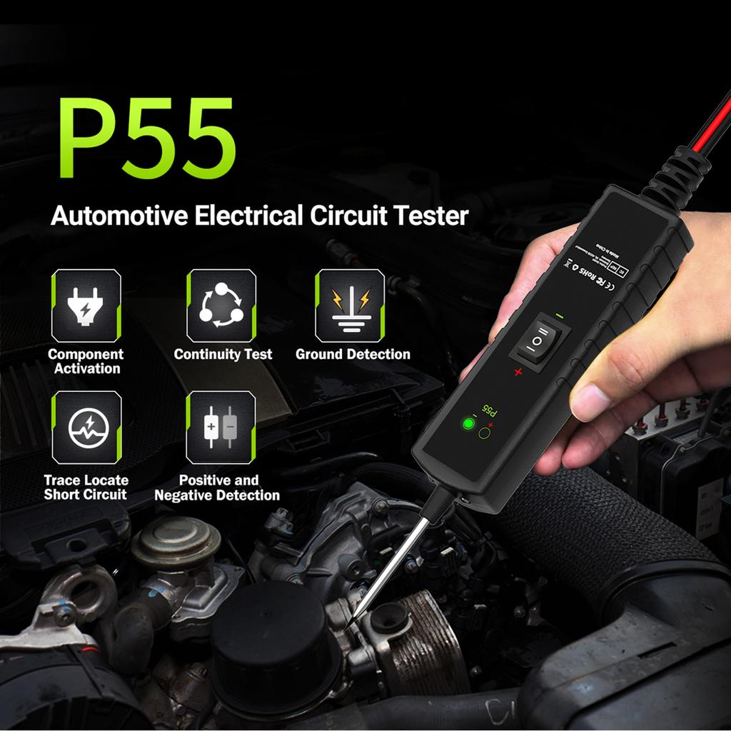 TopDiag P55 Automotive Circuit Tester Car Electrical System Short Tester 12 24V DC with Function Flashlight Component