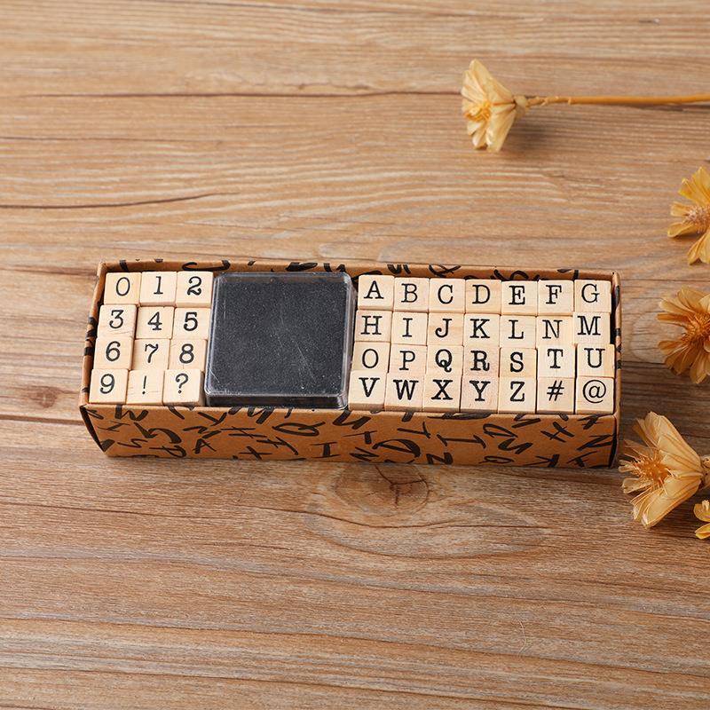 A Set Letters Retro Seal Wood Stamps Wooden Rubber Stamps Scrapbooking Stationery DIY Craft Album Decoration Handmade