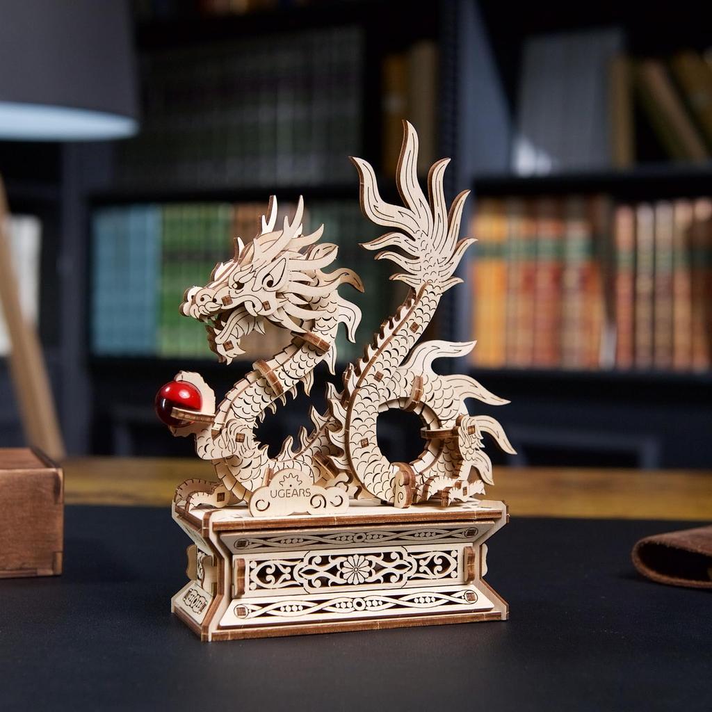 Ugears Wood Dragon 70259 Wooden Puzzle No Glue or Tools Required 3D Puzzle Includes Assembly Instructions - - -