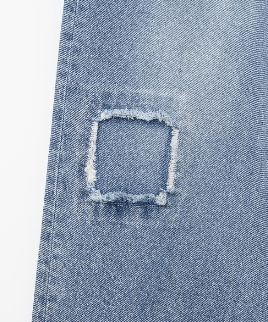 MILLO WOMEN Cutout Patch Wide Jeans [Mid Blue]