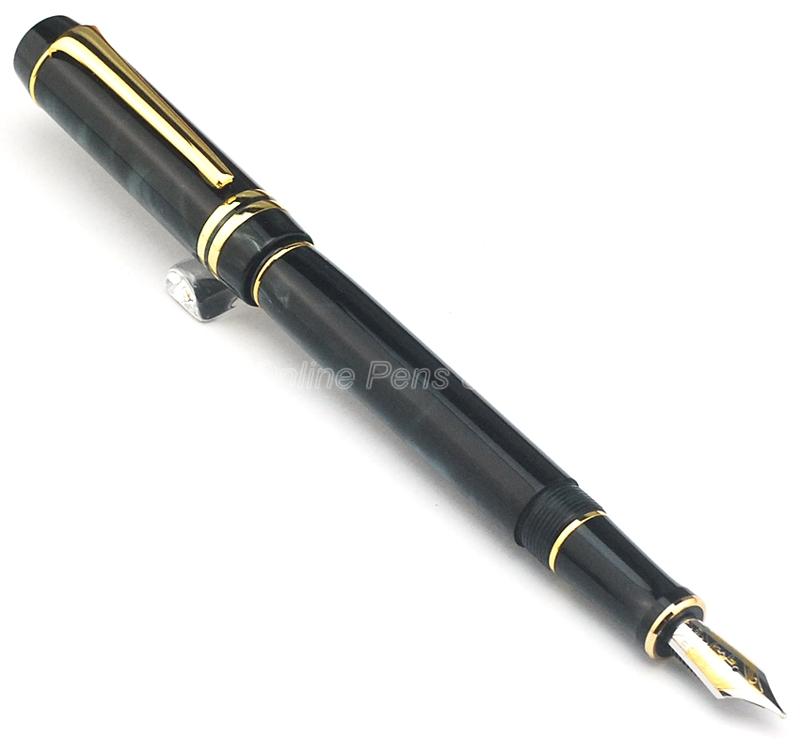 Kaigelu 316 Black & Golden Marble Celluloid Fountain Pen 22KGP Fine Nib Green Phantom Pattern For Business Gift Pens