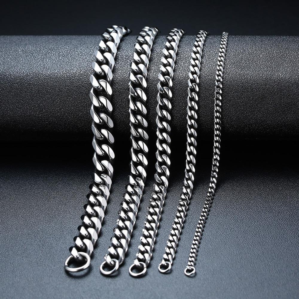 1pc Stainless Steel Cuban Chain Bracelet Men's Hip-hop Punk Street Accessories American