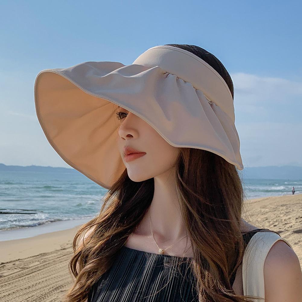 Women Summer Sunhat Wide Brim Anti-uv Sun Protection Hat Empty Top Sun Visor Cap For Cycling Fishing Shopping