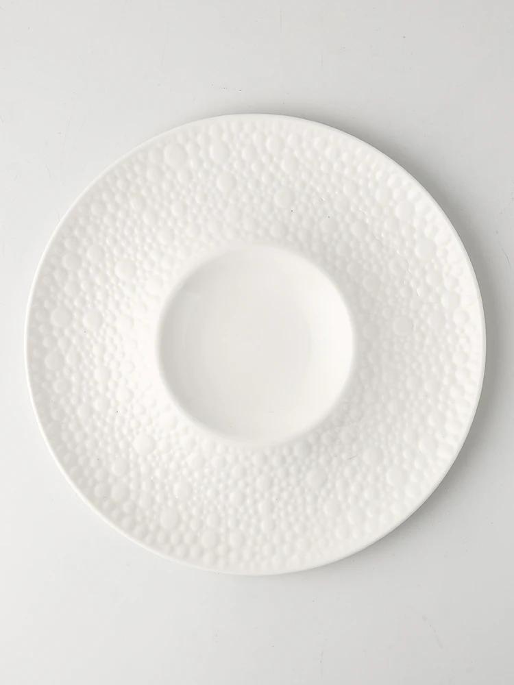 Ceramic white cold dish plate High-grade sense of luxury molecular cuisine restaurant artistic conception fusion dish disc