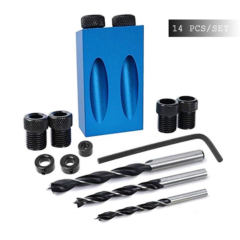 Pocket Hole Jig Kit Screwdriver Step Drill Bit Woodworking Joinery Tool Set