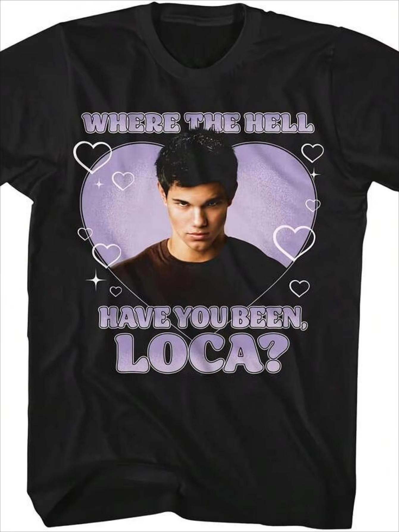 2026 Women Unisex Classic Twilight T-shirt | Jacob Blake Loca Heart Vampire Love Pattern T-shirt Round Neck Casual Style L