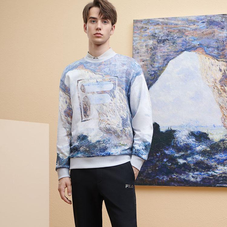 Fila X THE MET Collaborative Series Logo Oil Painting Pattern Hoodie Men Tops F11M348220F-ZA