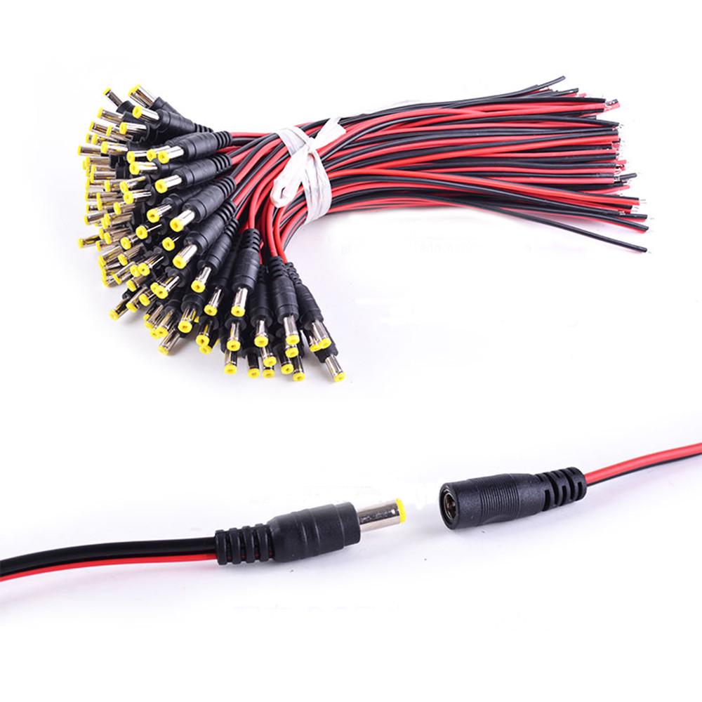 5.5x2.1mm DC Power Cord for Security Camera, Male/Female, Red/Black, 12V/24V
