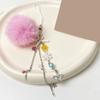 Fuzzy Balls Snowflake Star Bead Cellphone Strap Christmas Phone Lanyard Colorful Beaded Bag Charm Holiday Accessory