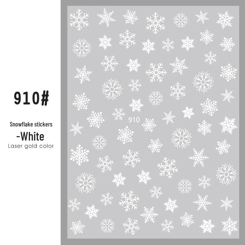 Snowflake Nail Stickers: White Back Adhesive Decals for Christmas, with Gold & Silver Laser Designs
