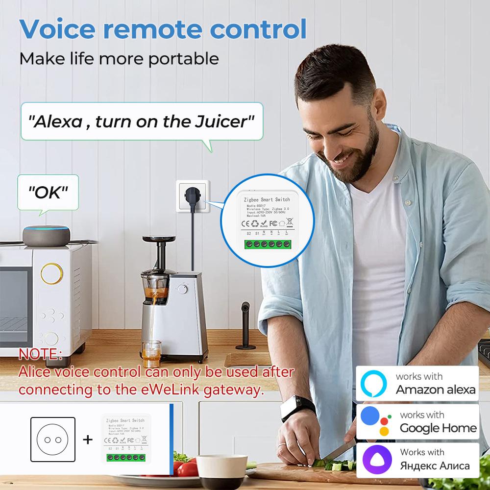 eWeLink App Mini Zigbee3.0 Smart Switch Module Support 2Way Control Smart Home DIY Switches Voice Control for Alexa Google Alice