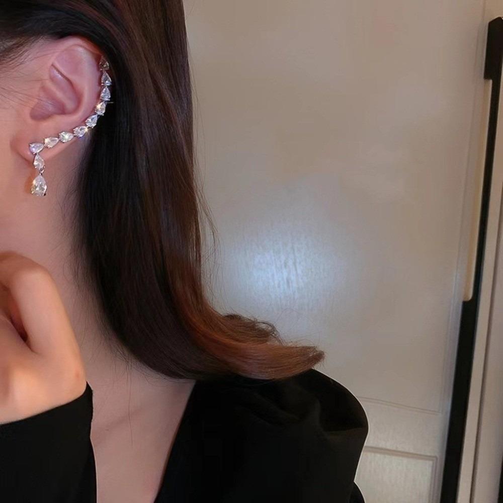 1 Pcs Elegant Zircon Earrings Luxury Clip-On Earrings Dangle Earrings  Women's Jewelry Accessory