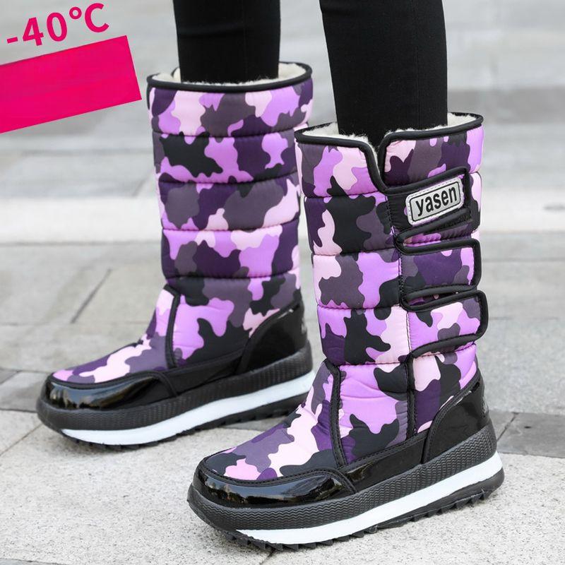 Warme Winter Samt Schneestiefel Damen Samt Wasserdicht und Rutschfest Baumwollschuhe Verdickte Sohlen Hohe Stiefel