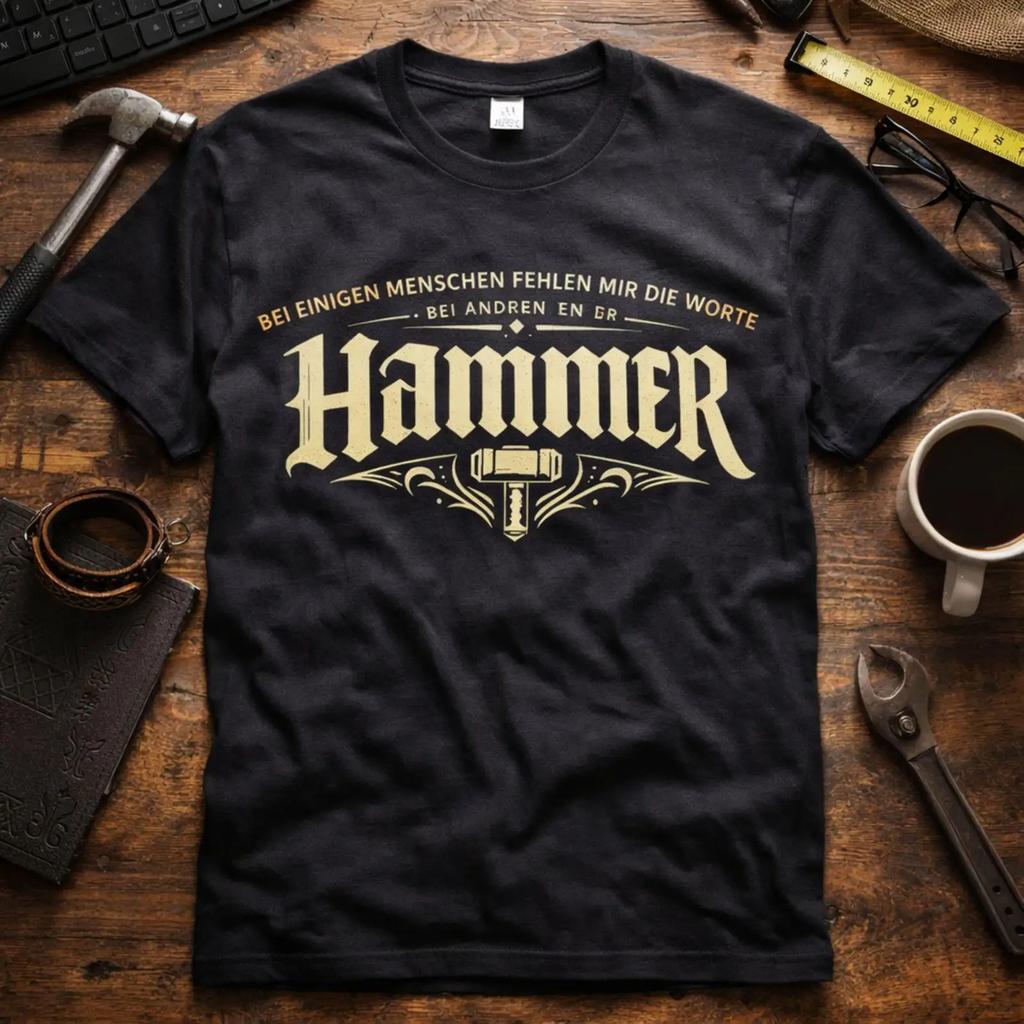 Viking Style Hammer Funny Craftsunisex Humor Slogan Workshop Worker Casual T Shirt Vintage Homme Slightly Stretched Unisex