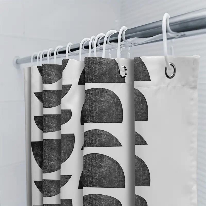 Modern Abstract Shower Curtain Set Waterproof Bathroom Decor Farmhouse Geometric Pattern Fabric Liner Backdrop Washable