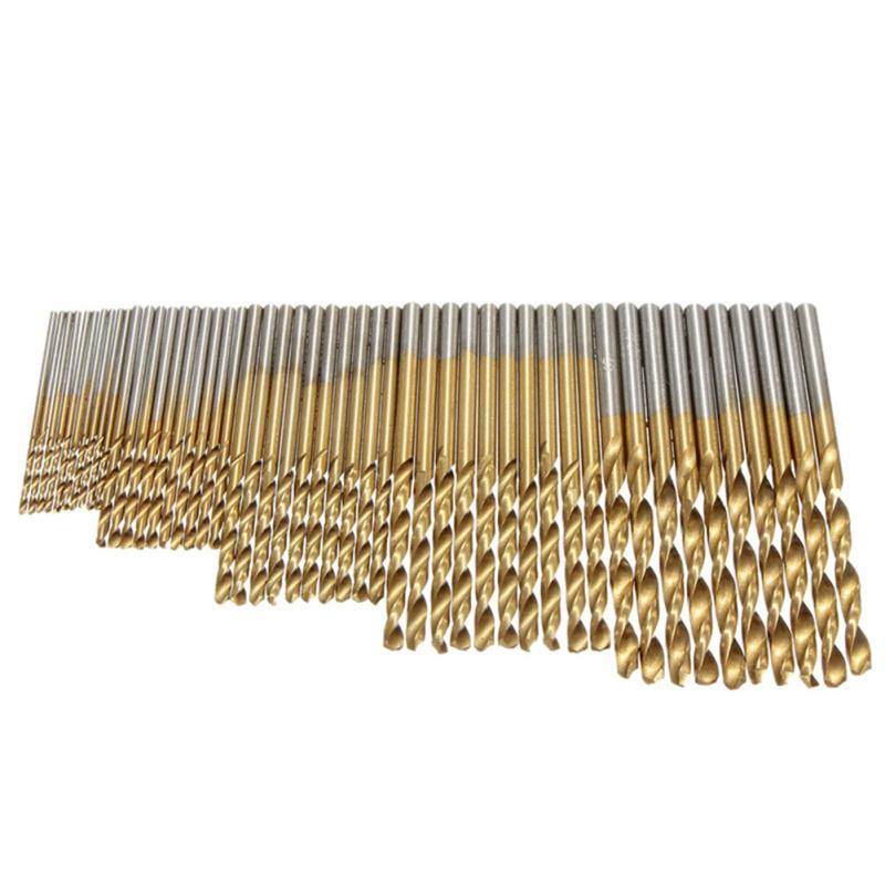 50 Pcs/set Hss Drill  Sets Titanium-coating Powerful Hard Steel Tools 1mm 1.5mm 2mm 2.5mm 3mm