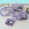 Name Cosmetic Bag With Flocked Mesh Heart Pattern For Daily Use