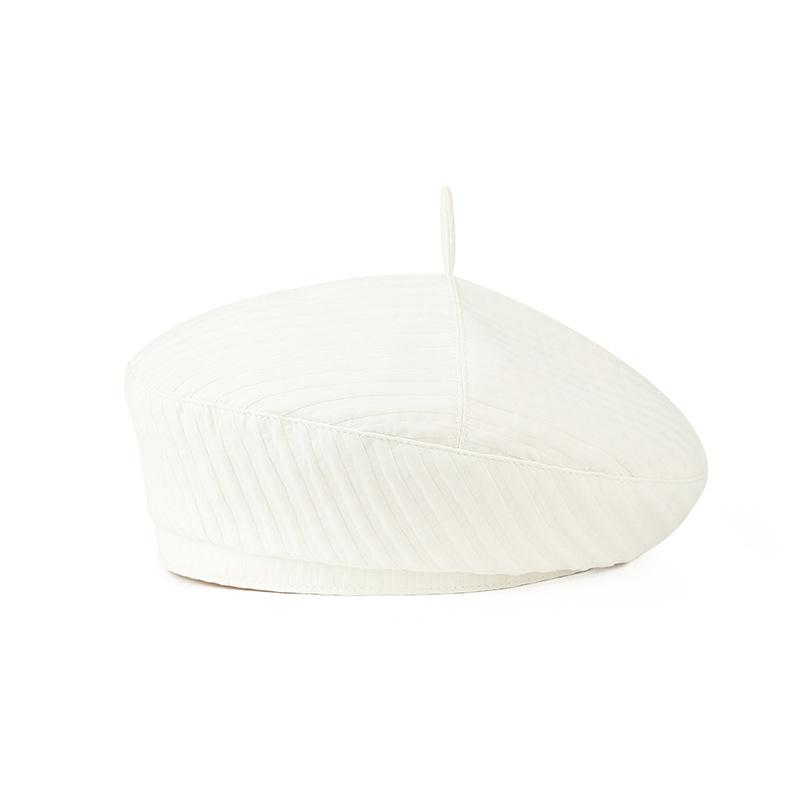 

Spring Summer Thin Solid Color Beret Women Vintage Pumpkin Hat, All-Match Painter Cap Black White 56-58cm бежевый