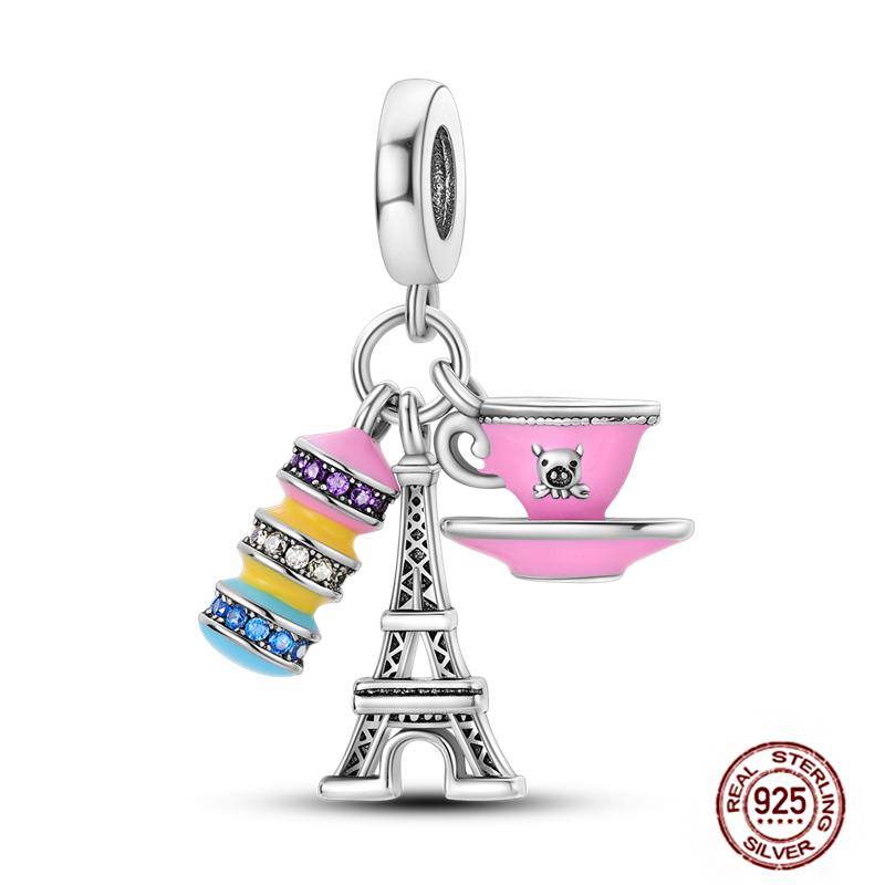 Pink Purple Series Charms Copper Murano Glass Butterfly Animal Paw Print Clasp Charm Beads Fit Original Bracelet Diy Jewelry