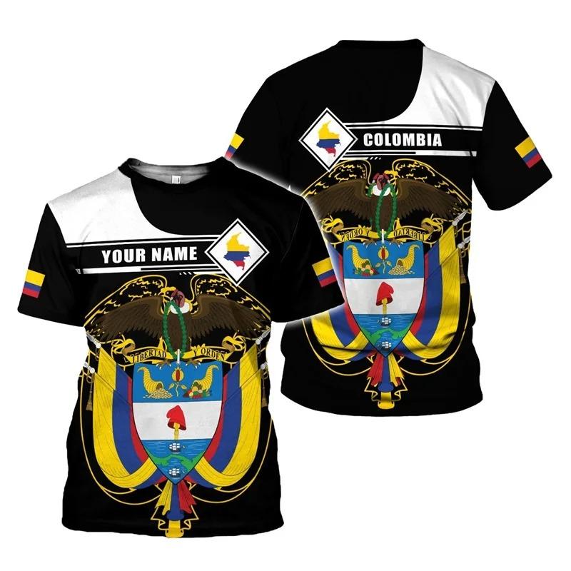 Full Print Colombia Flag Graphic Tshirts For Men New In Casual Crew Neck Short Sleeve T Shirt Streetwear Men's Oversized Tees
