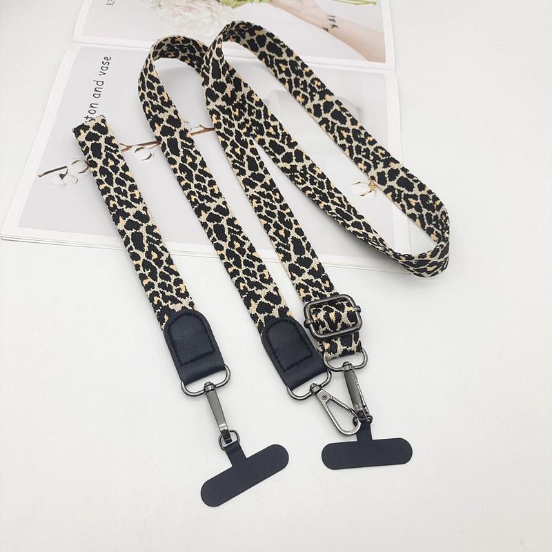 Women's Leopard Print Neck Mobile Phone Shoulder Strap Long Hook Key Lanyard Bag Accessories Mobile Phone Case Universal Lanyard