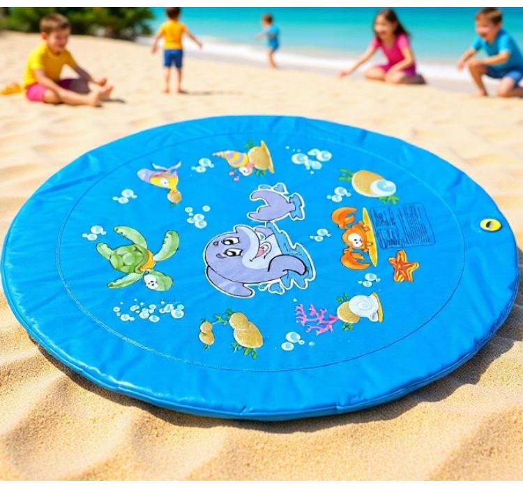 PVC Dolphin Spray Water Pad for Kids and Pets - Outdoor Summer Lawn Play Mat
