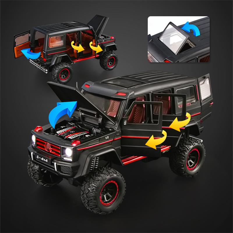 1/24 BENZ G500 4x4 Tyre Alloy Car Model Diecasts Metal Toy Off-road Vehicles Car Model High Simulation Sound and Light Kids Gifts