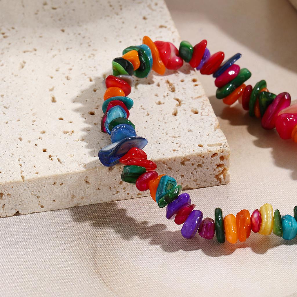 Elastic Bracelet Multi-color Beaded Bracelet Souvenir Bohemian Festival Crushed Stone 1pc Irregular Vacation Women Personality Daily Wear  Accessories