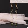 Luxury Flower Diamond Tassel Long Earrings: Elegant Alloy Leaf Design