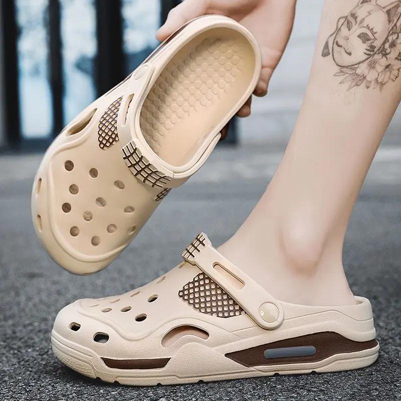 Fashion Slides Hole Platform Men's Shoe Outdoor Designer Luxury Trend 2025 Original Fashion Elegant Adult Eva Rubber Style Male Slipper